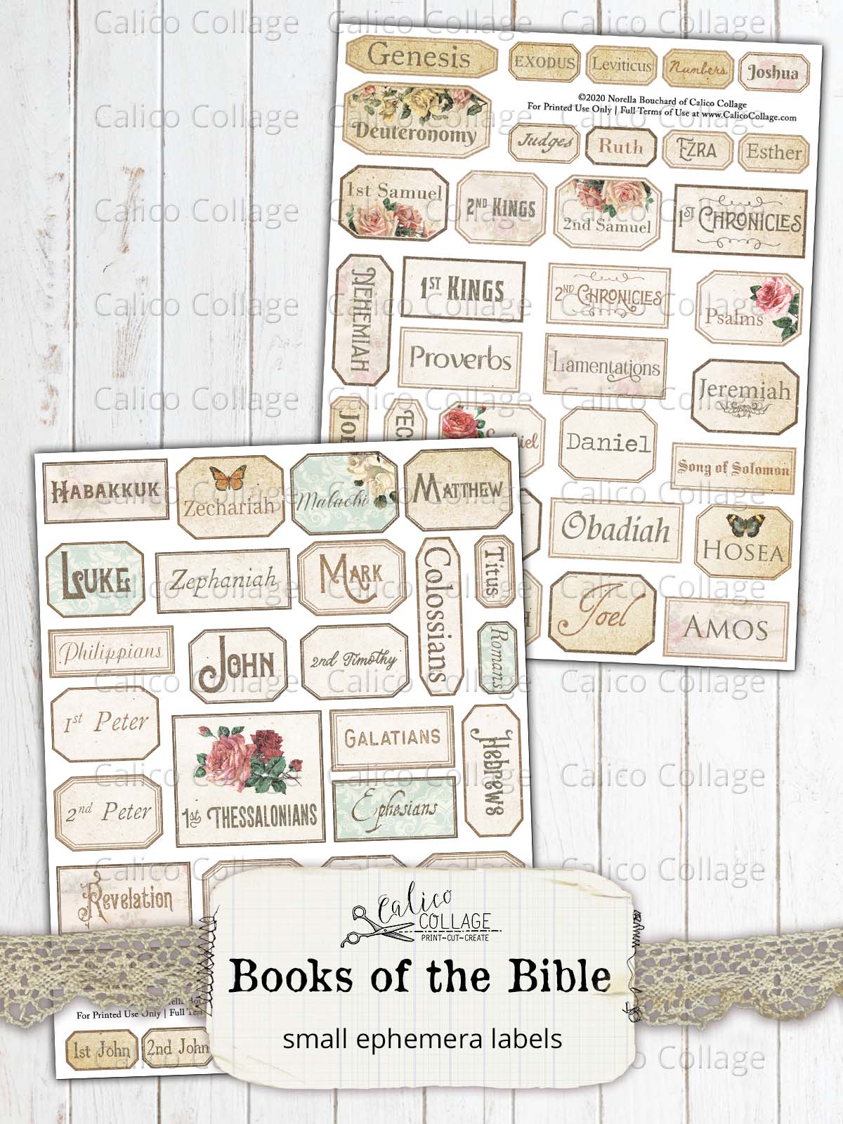 Books of the Bible Junk Journal Printable, Bible Journaling