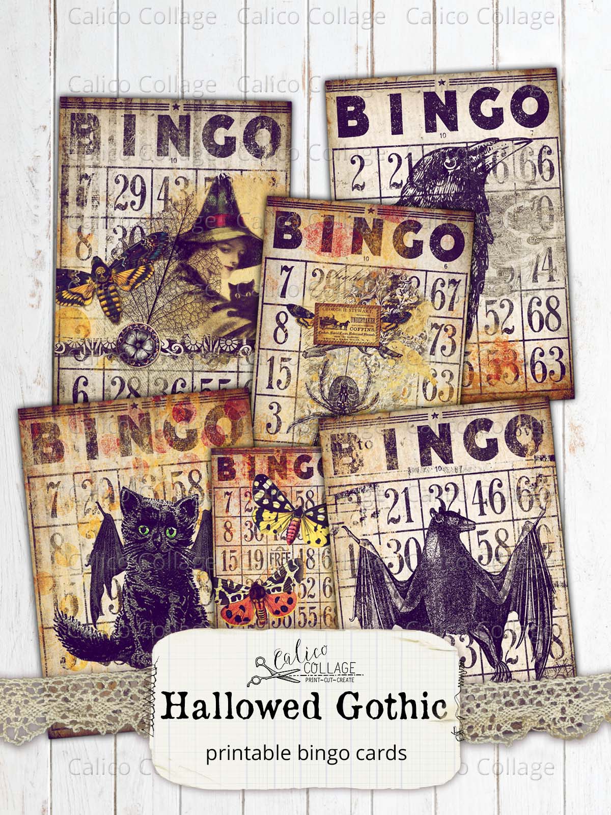 Printable Halloween Bingo Cards, Junk Journal Printable