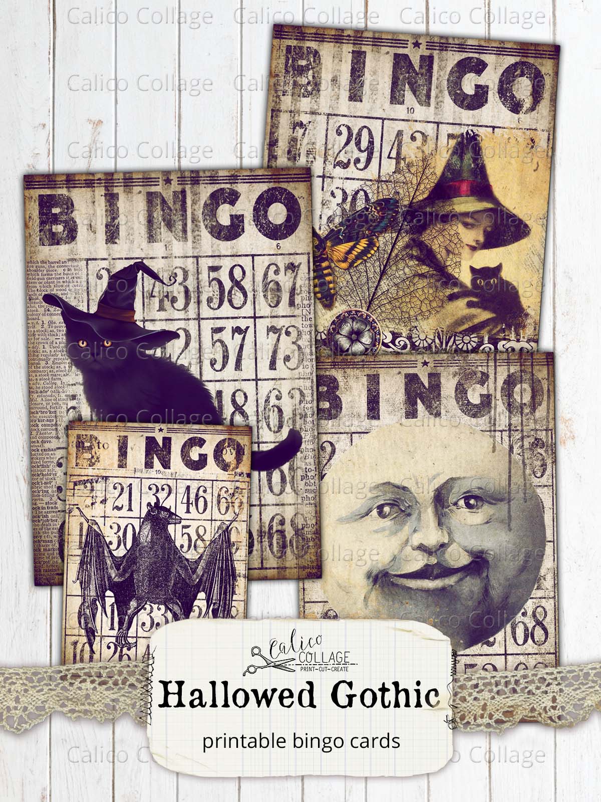 Printable Halloween Bingo Cards, Junk Journal Printable