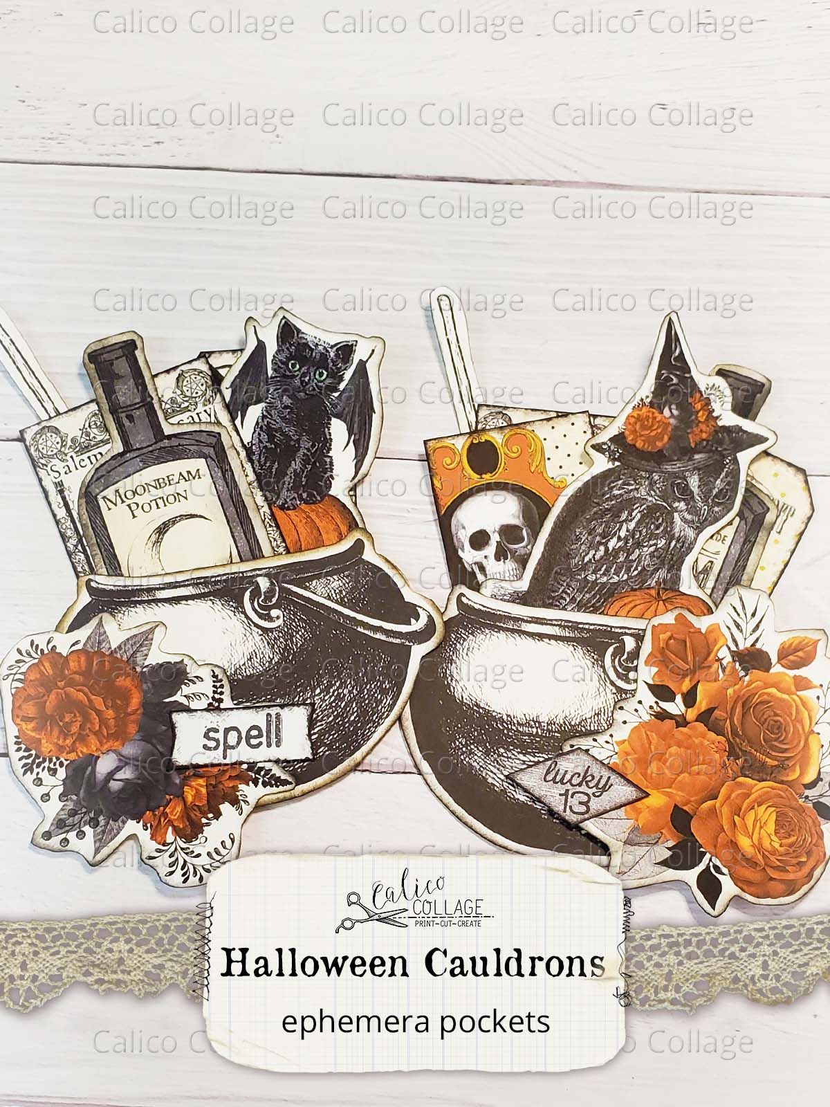 Printable Halloween Cauldron Pockets, Junk Journal Printable