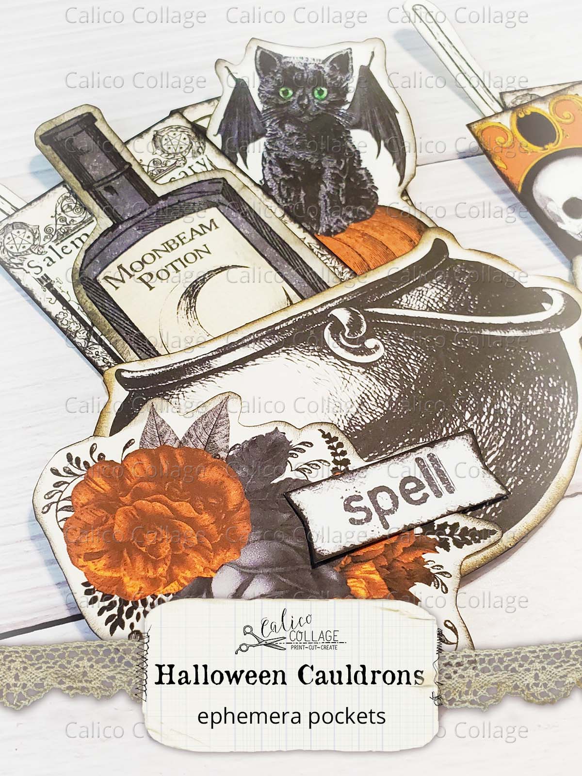 Printable Halloween Cauldron Pockets, Junk Journal Printable