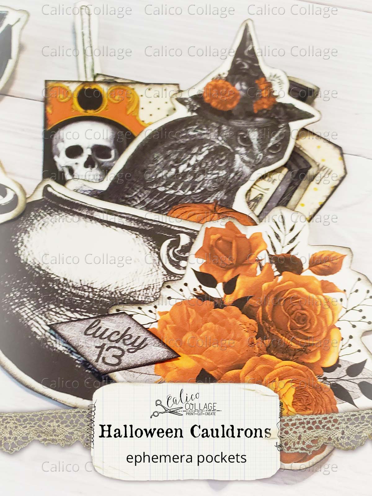 Printable Halloween Cauldron Pockets, Junk Journal Printable