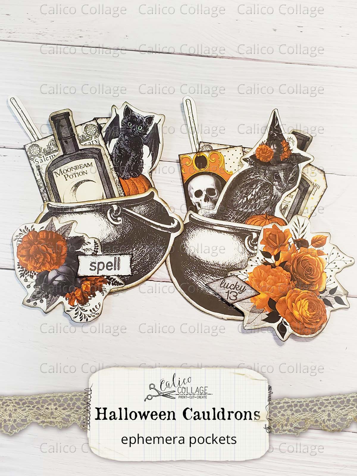 Printable Halloween Cauldron Pockets, Junk Journal Printable