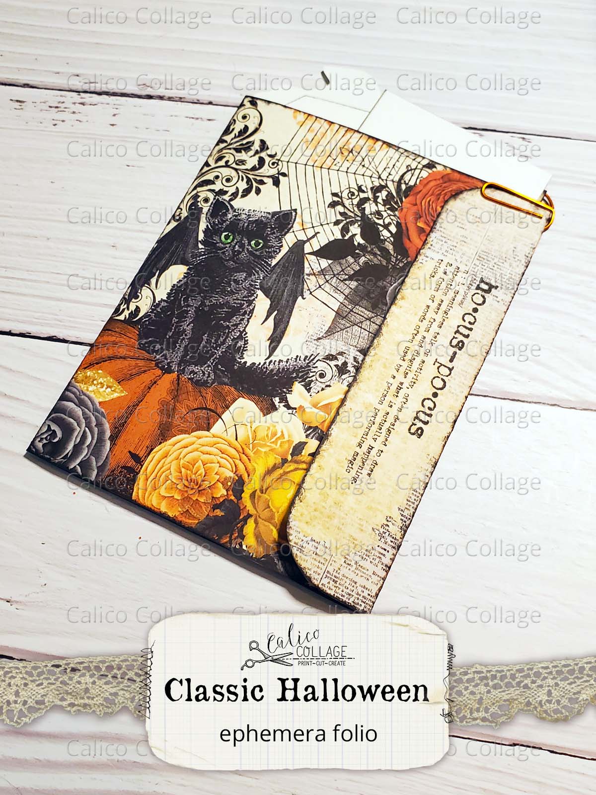 Halloween Ephemera Junk Journal Folio, Classic Halloween Ephemera