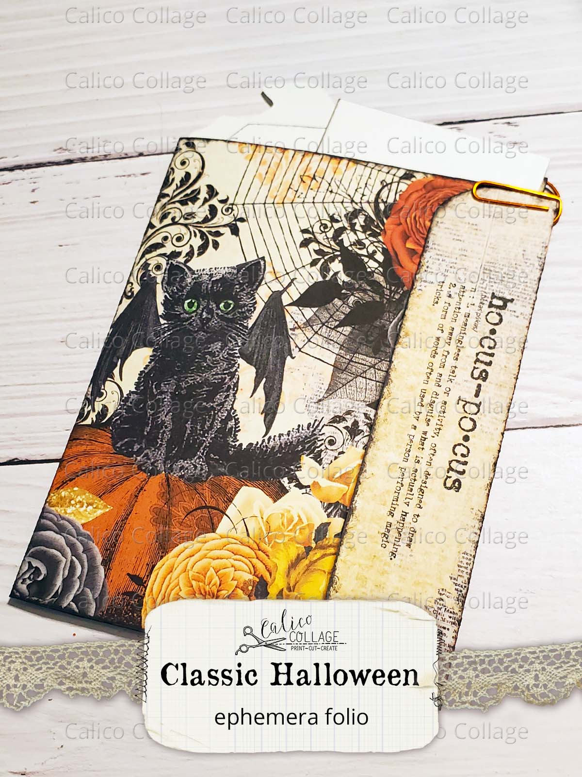 Halloween Ephemera Junk Journal Folio, Classic Halloween Ephemera