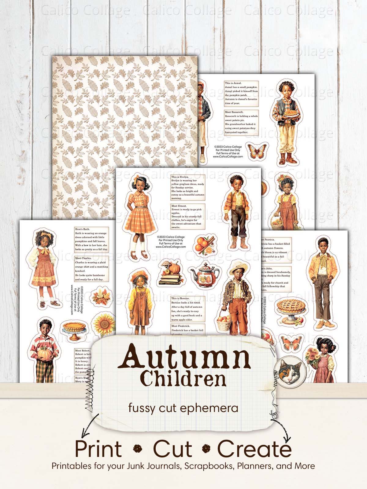 Autumn Paper Dolls Junk Journal Printable
