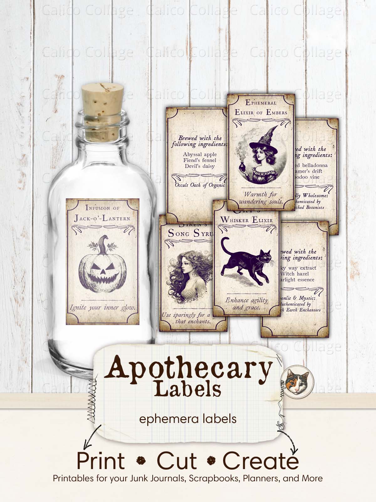 Apothecary Labels, Printable Halloween Ephemera