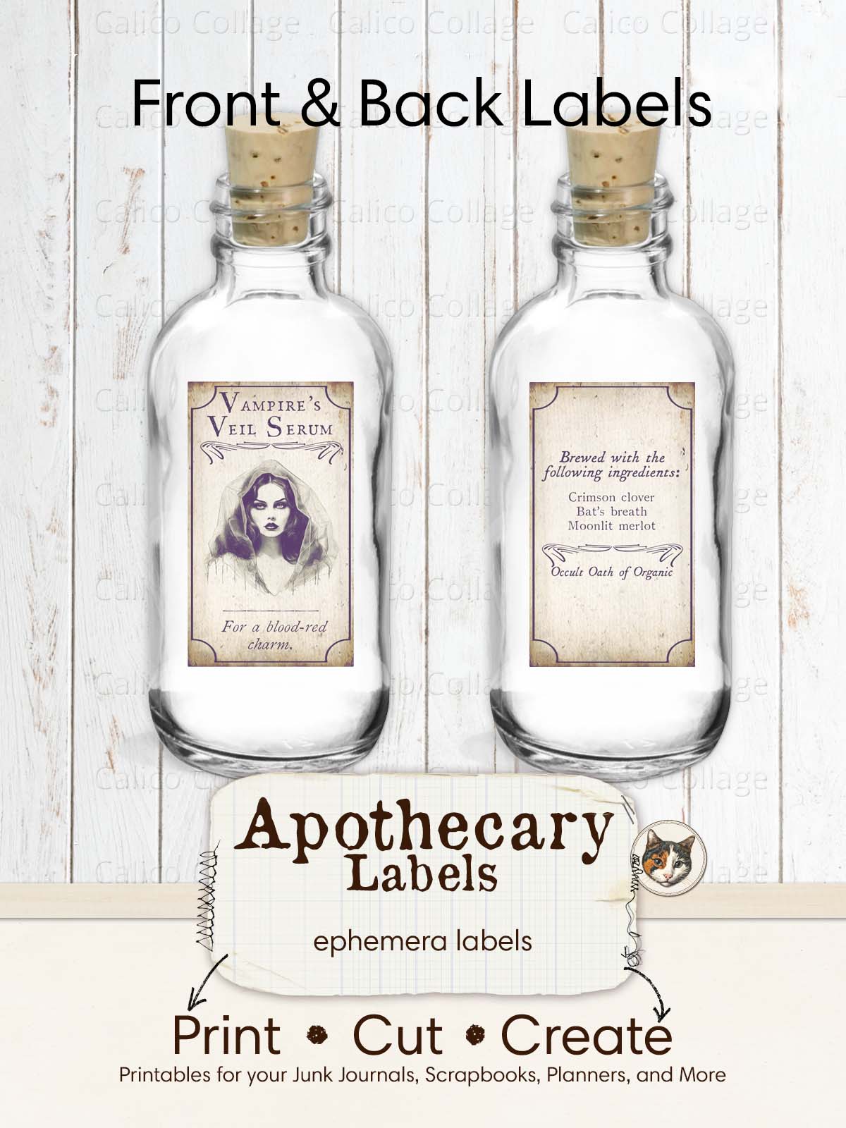 Apothecary Labels, Printable Halloween Ephemera