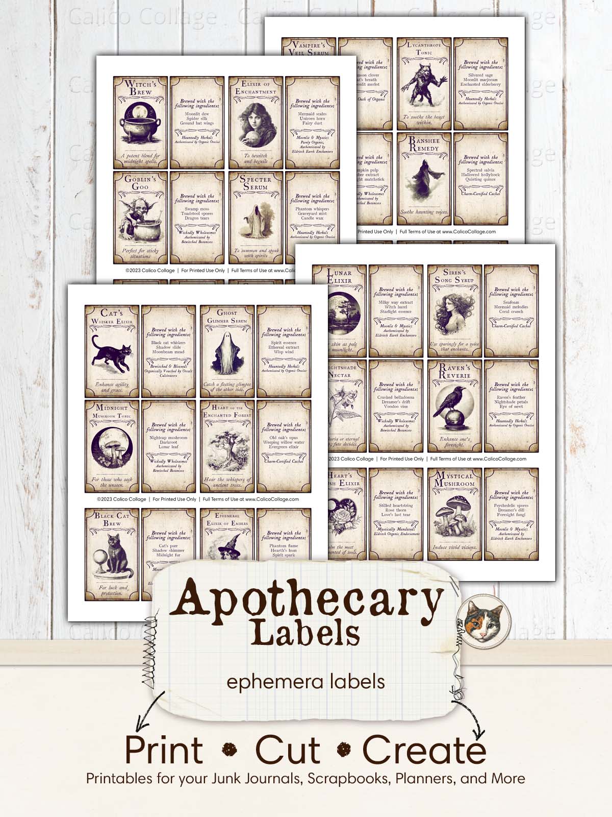 Apothecary Labels, Printable Halloween Ephemera