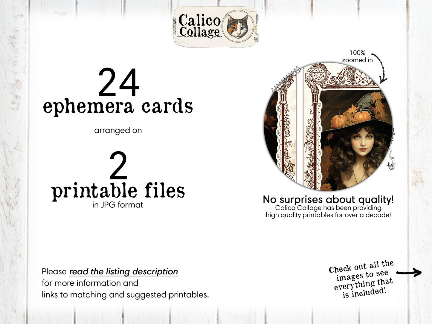 Halloween Ephemera Junk Journal Printable, Beautiful Witch Ephemera Pack