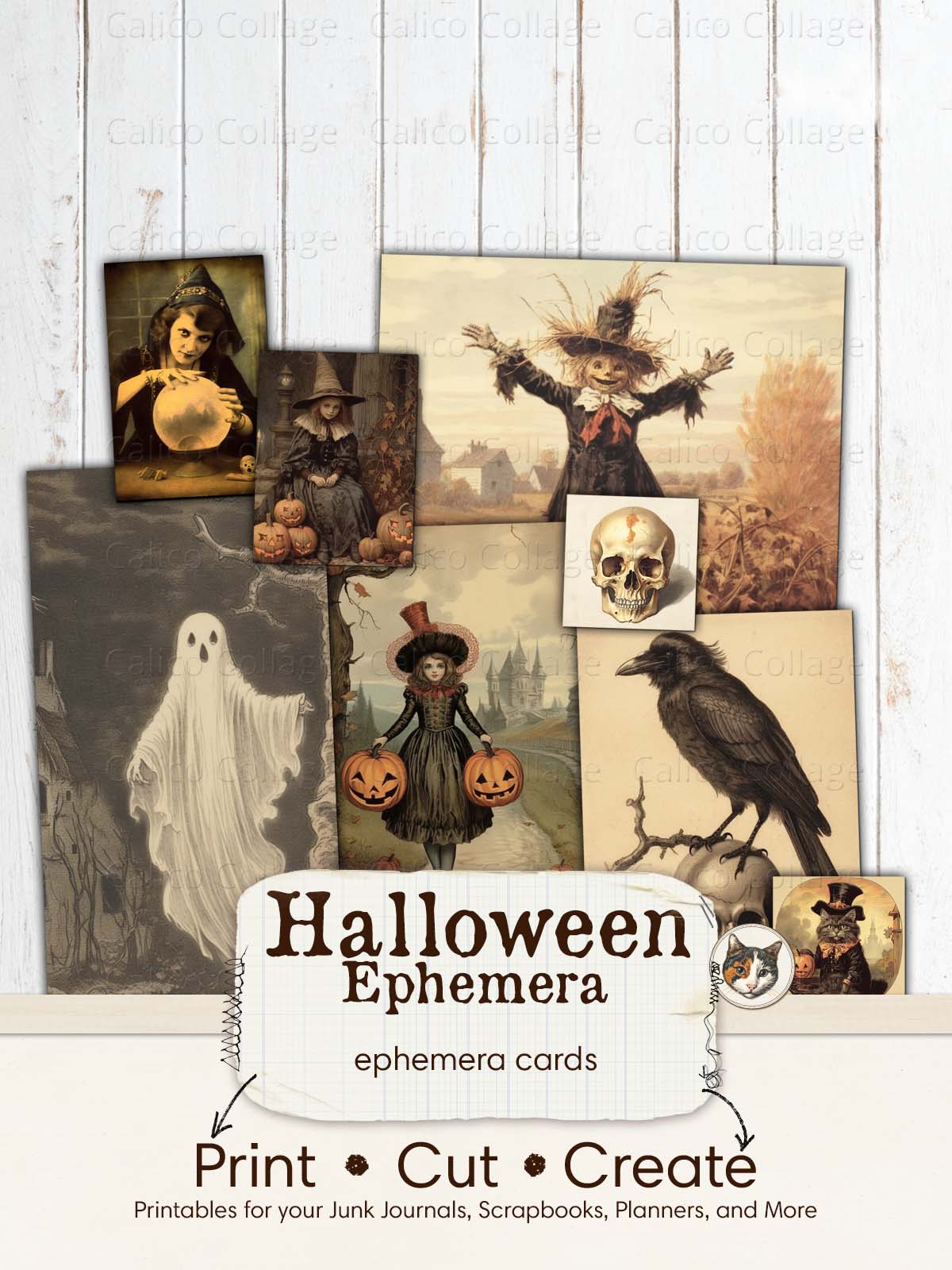 Halloween Ephemera Junk Journal Printable, Spooky Ephemera Pack