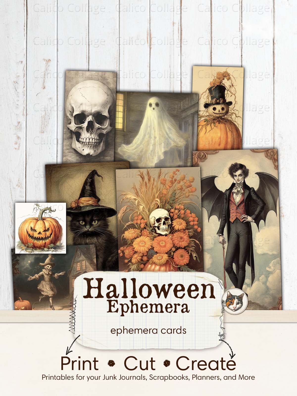 Halloween Ephemera Junk Journal Printable, Spooky Ephemera Pack