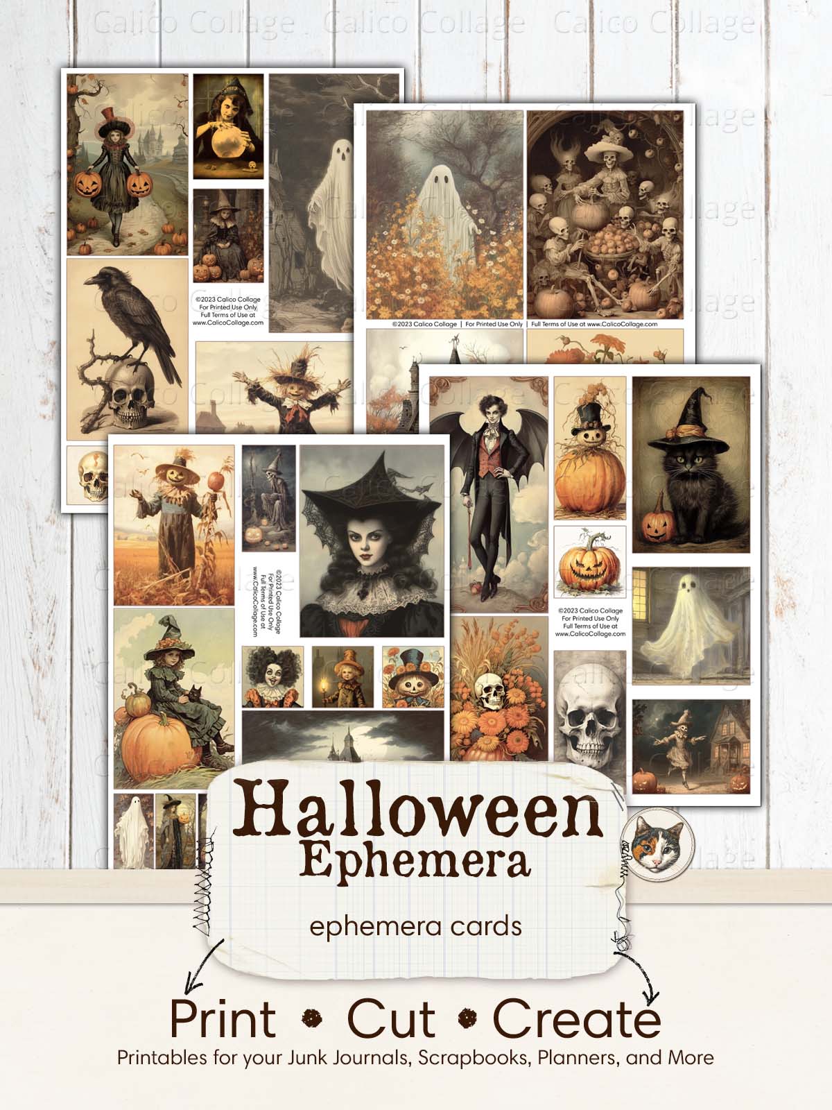 Halloween Ephemera Junk Journal Printable, Spooky Ephemera Pack