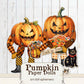 Pumpkin Paper Dolls Halloween Ephemera, Mixed Media Art Dolls