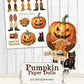 Pumpkin Paper Dolls Halloween Ephemera, Mixed Media Art Dolls