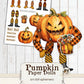 Pumpkin Paper Dolls Halloween Ephemera, Mixed Media Art Dolls