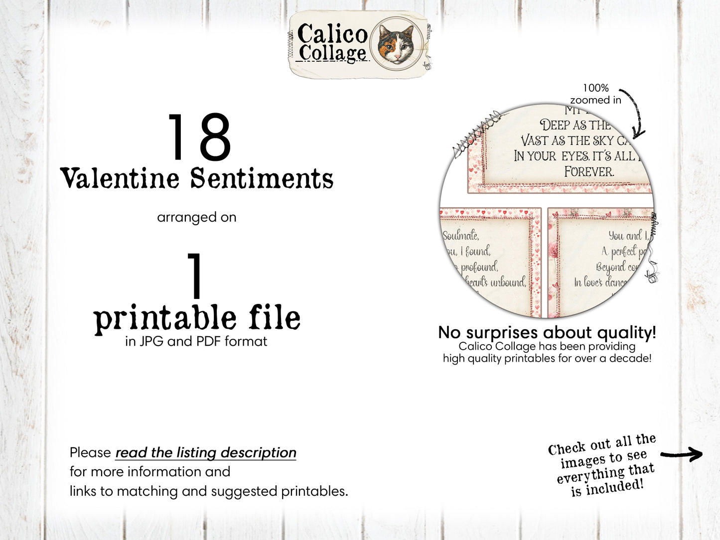 Valentine Sentiments Junk Journal Printable Ephemera Words