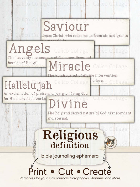 Bible Journaling Ephemera Words, Religious Definitions