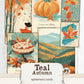 Teal Autumn Ephemera Cards, Fall Junk Journal Ephemera