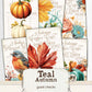 Teal Autumn Guest Checks, Fall Junk Journal Ephemera