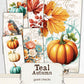 Teal Autumn Guest Checks, Fall Junk Journal Ephemera