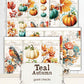 Teal Autumn Guest Checks, Fall Junk Journal Ephemera