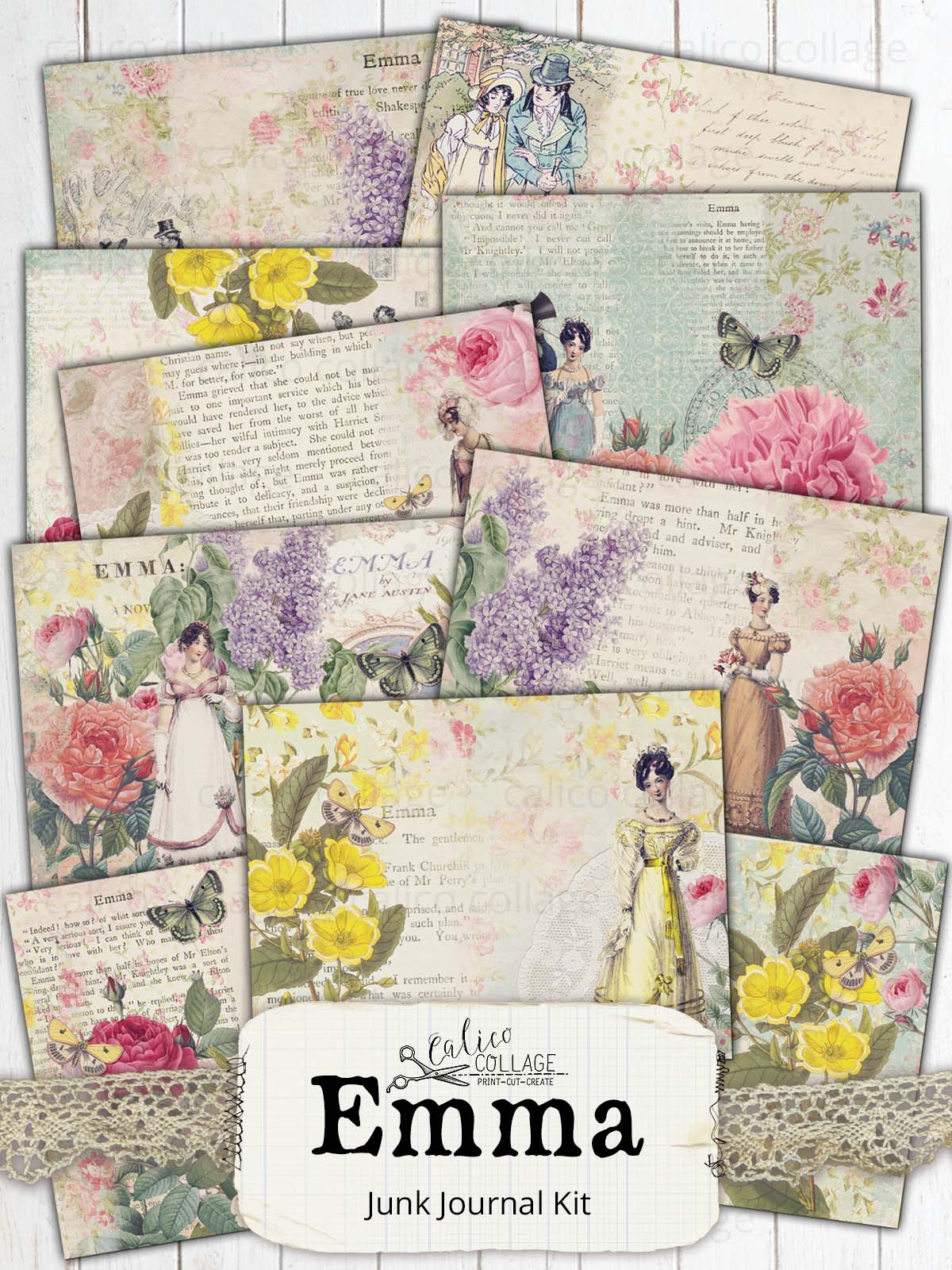 Jane Austen Emma Printable Junk Journal Kit