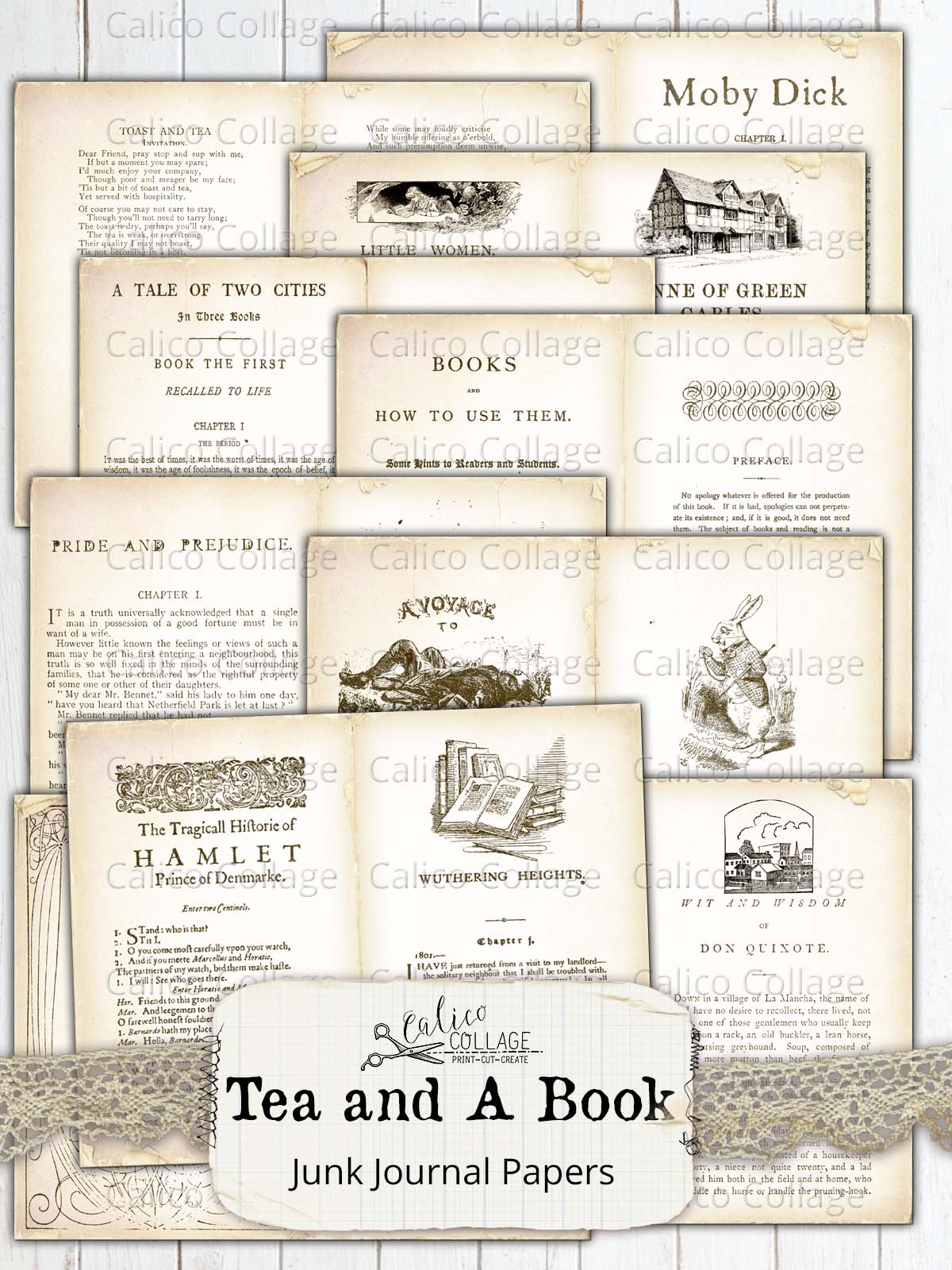 Vintage Tea Book Junk Journal Printable Ephemera