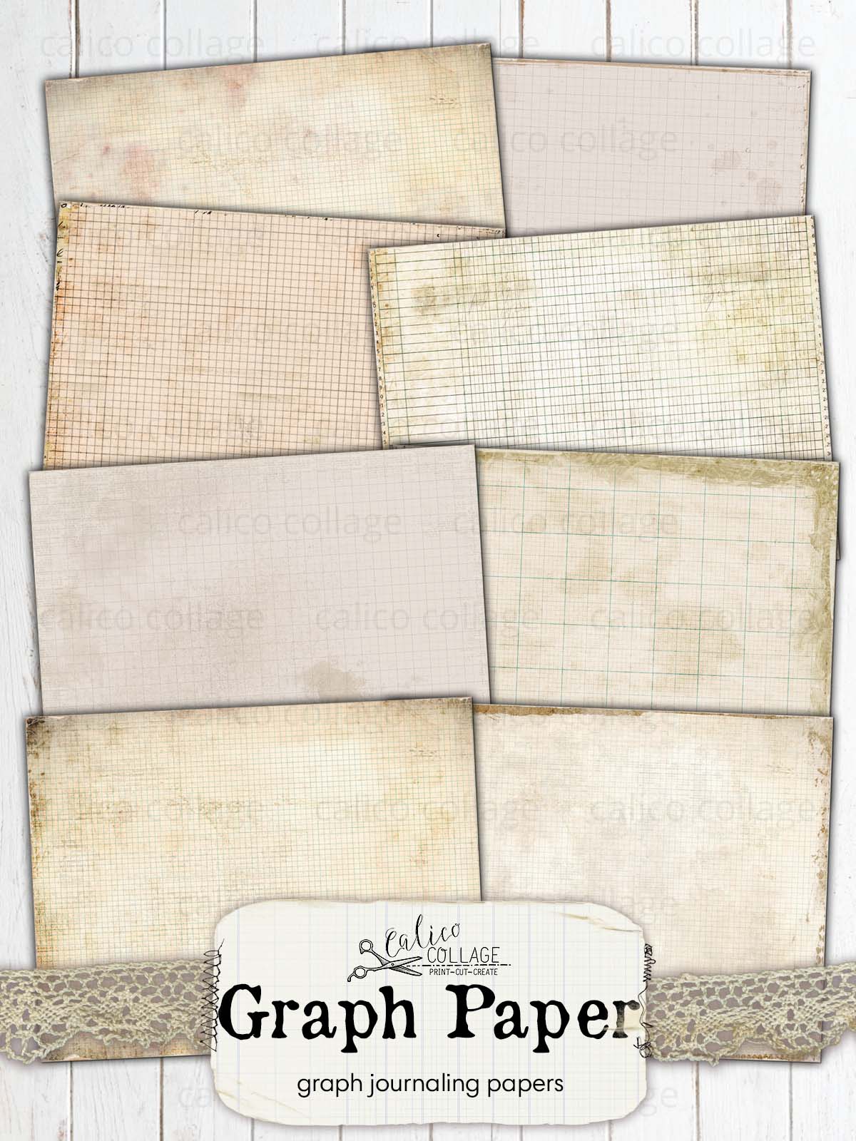 Junk Journal Graph Paper, Journaling Papers