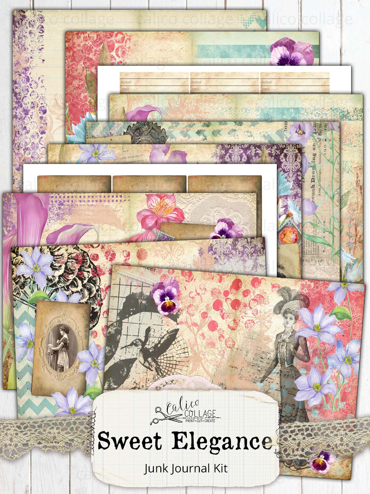 Sweet Elegance Printable Junk Journal Kit