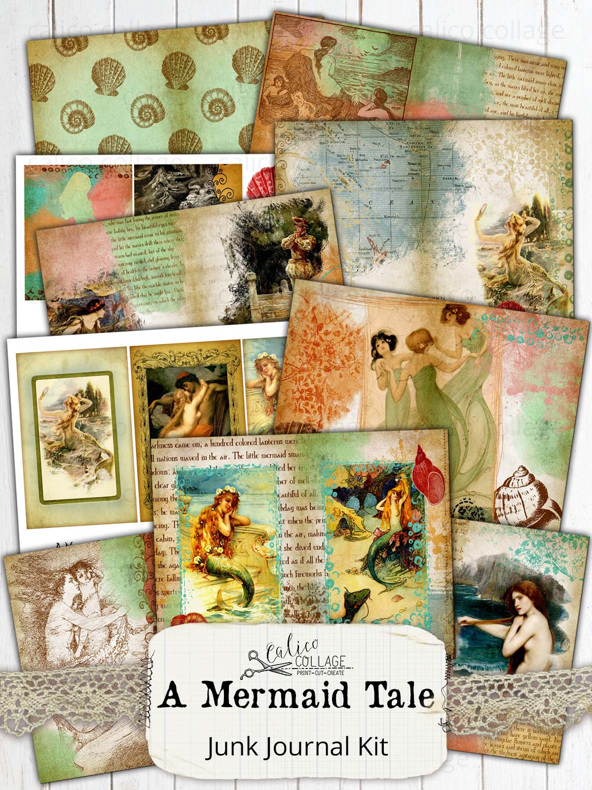 Printable Mermaid Junk Journal Kit