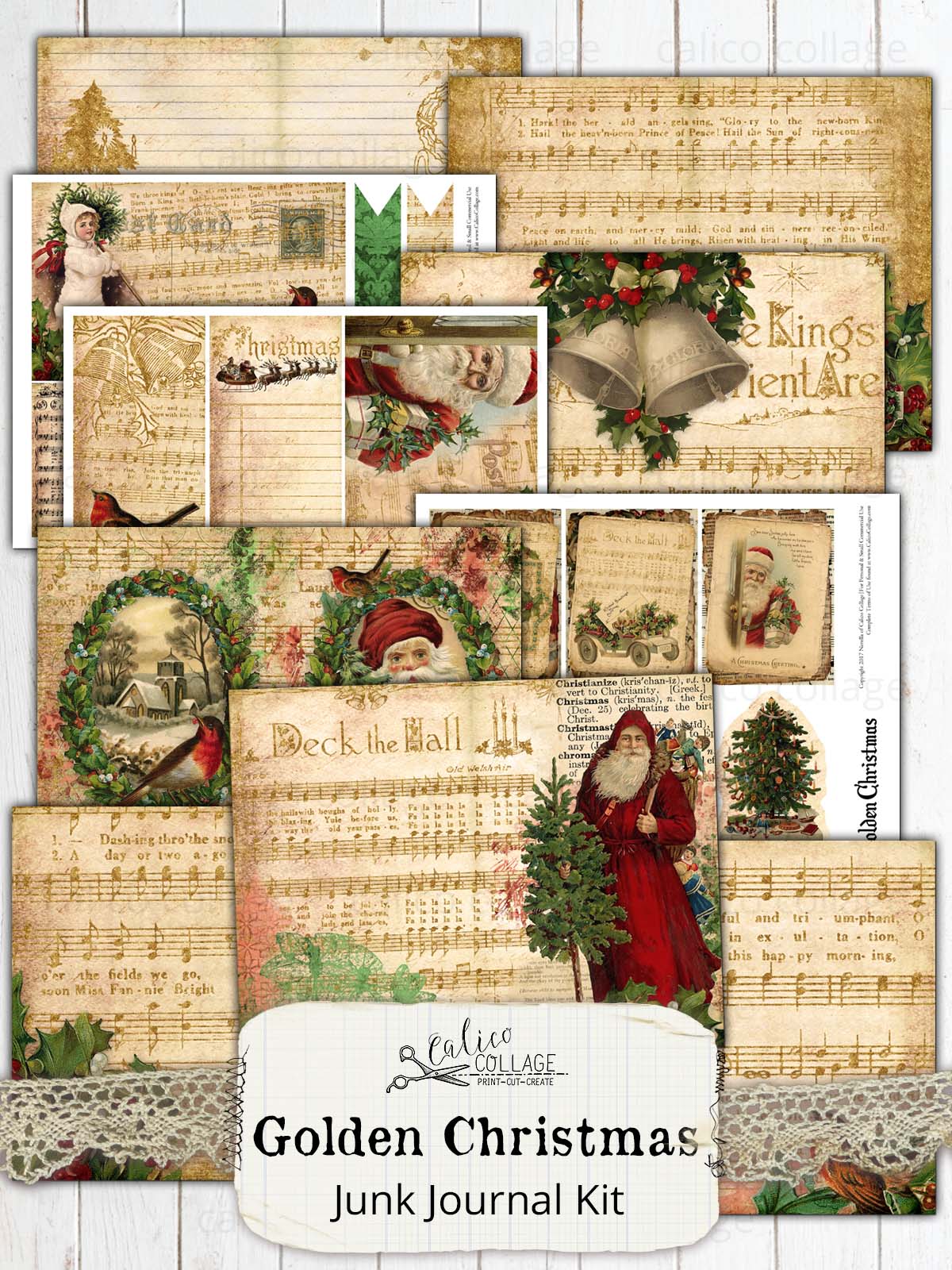 Golden Christmas Printable Journal Kit – CalicoCollage golden-christmas-printable-journal-kit-calicocollage