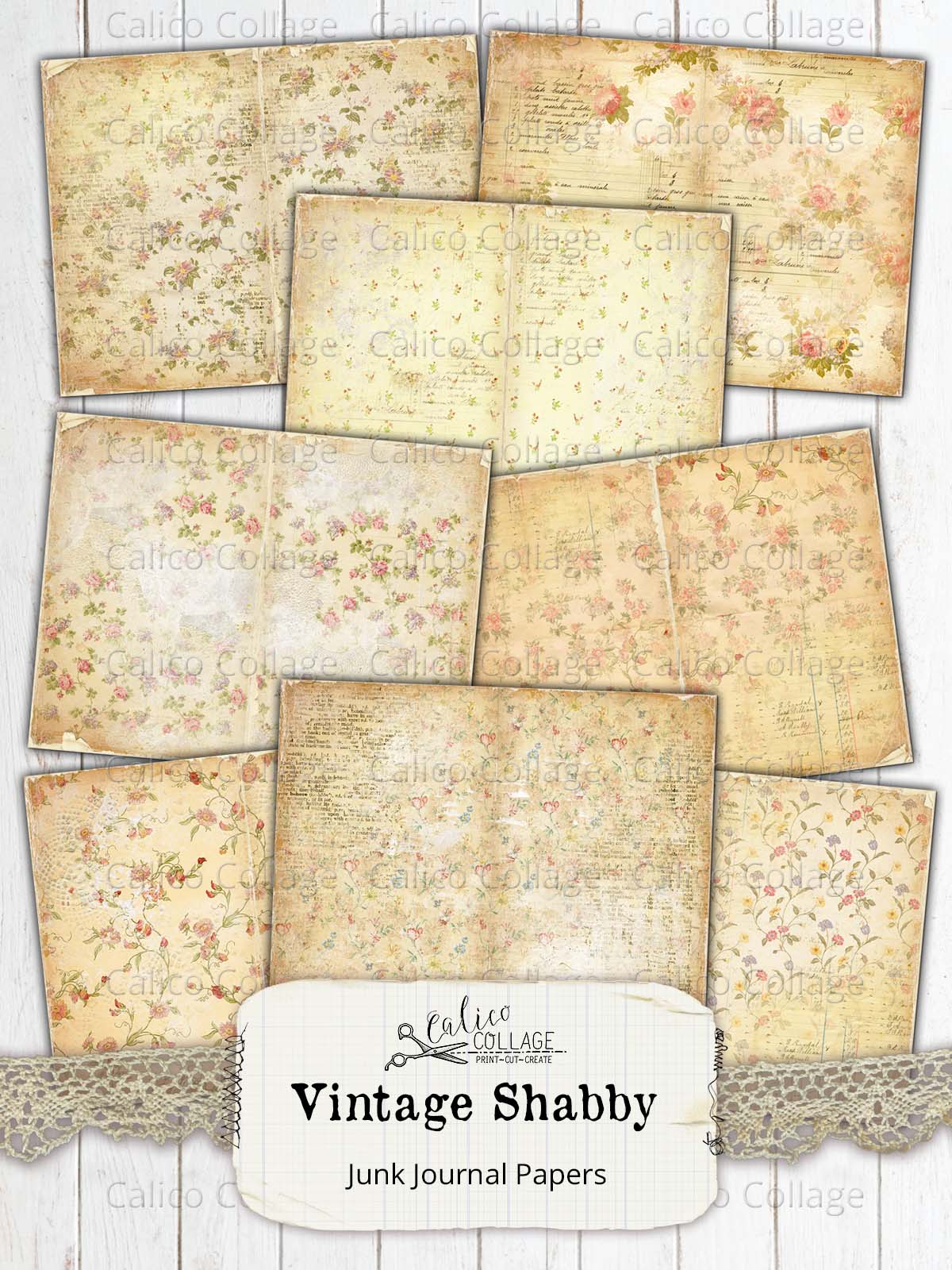 Vintage Shabby Rose Junk Journal Papers