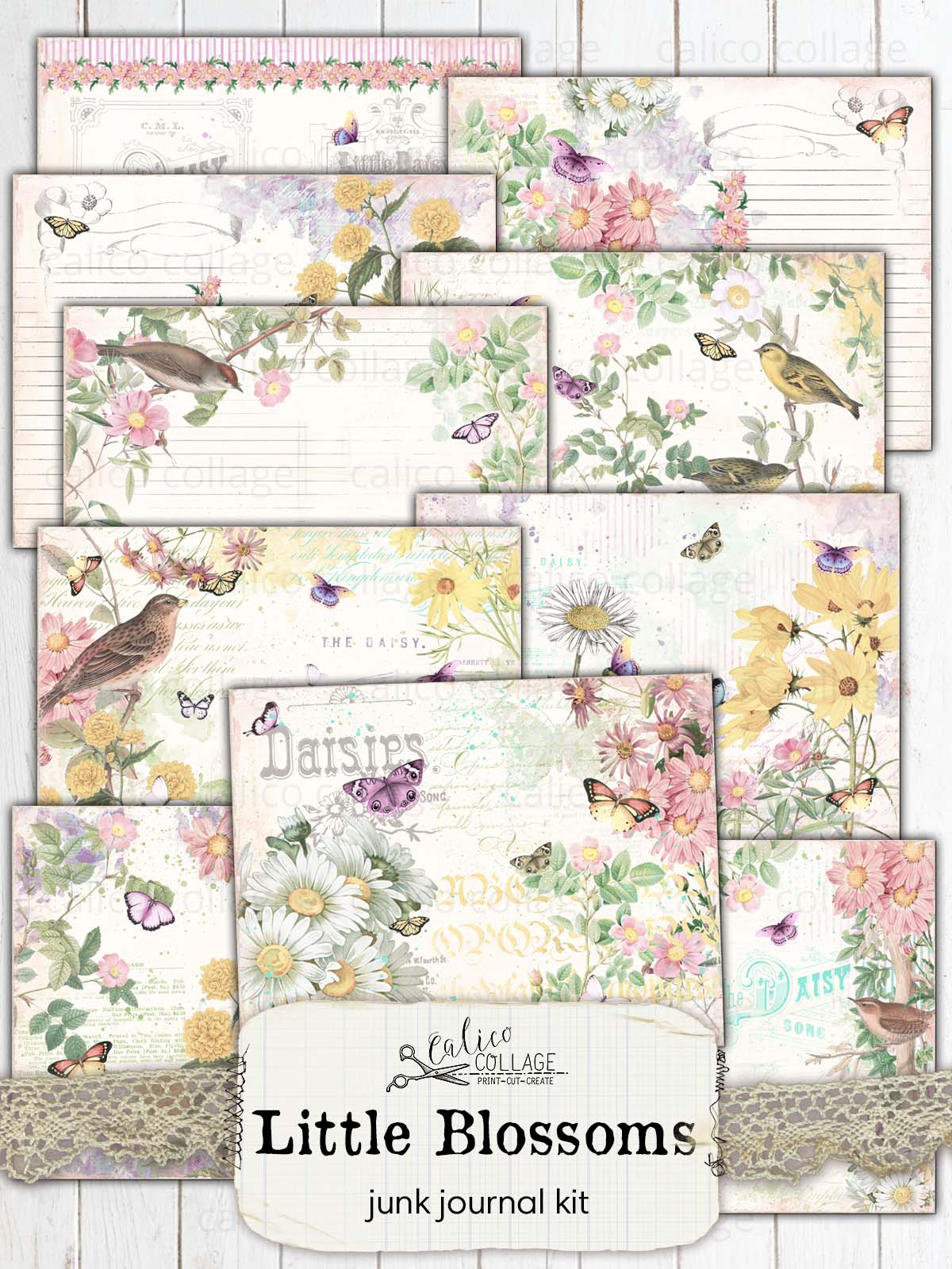 Little Blossoms Junk Journal Kit, Junk Journal Printables