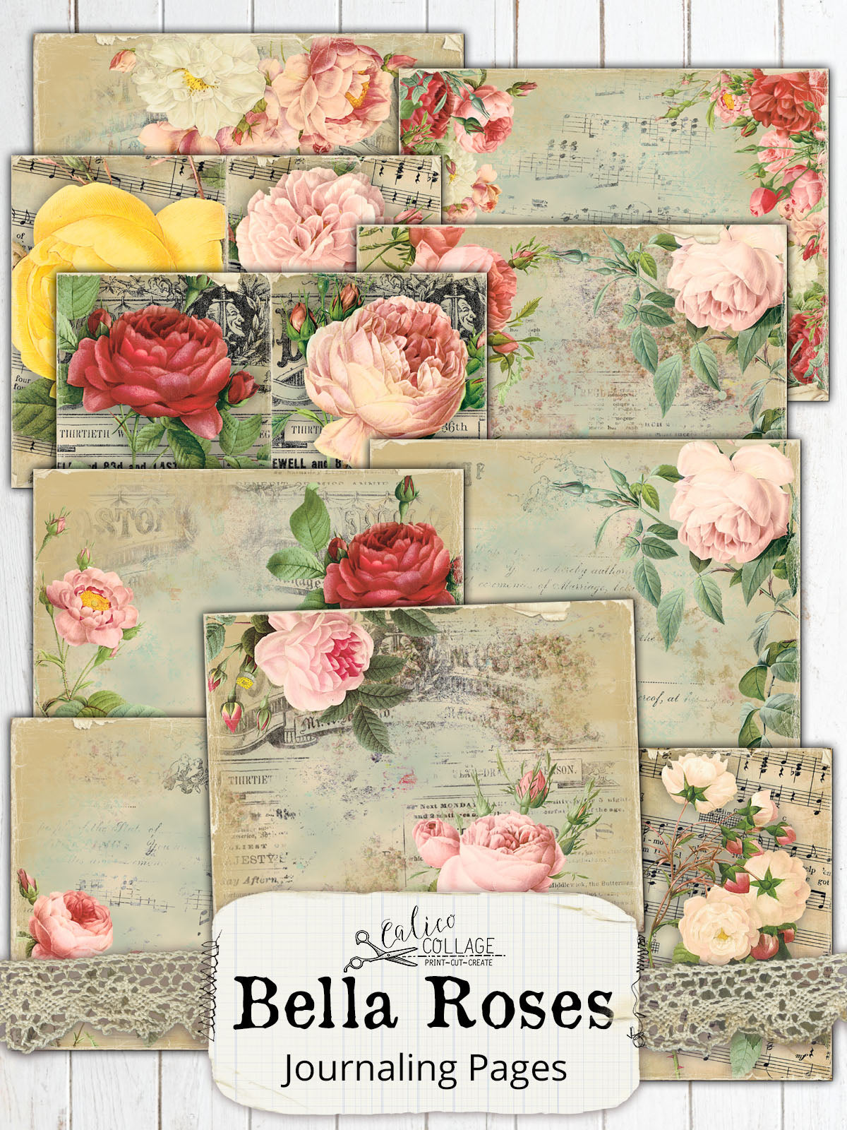 Bella Roses Junk Journal Papers