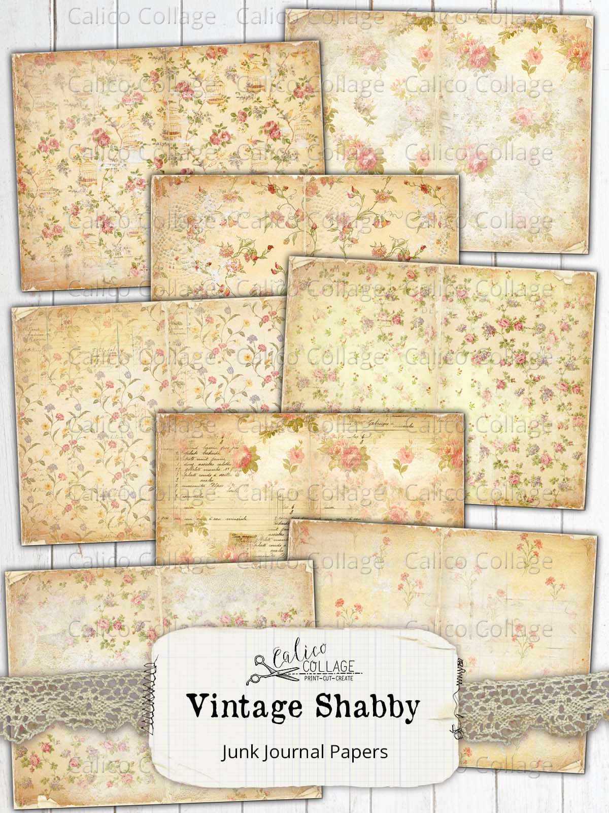 Vintage Shabby Rose Junk Journal Papers