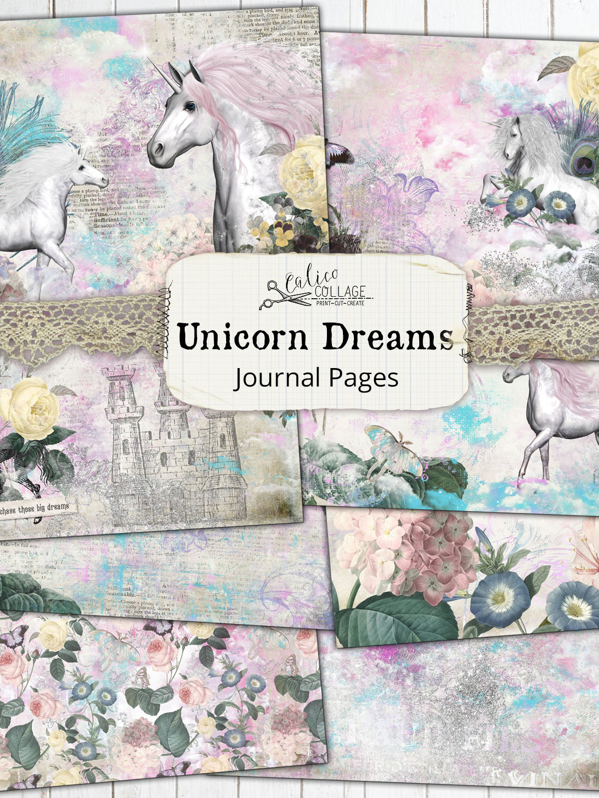 Unicorn Dreams Junk Journal Papers