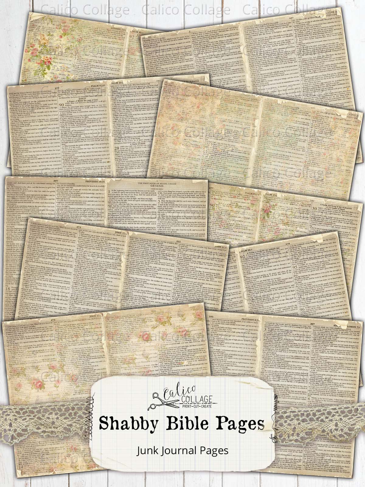 Shabby Bible Junk Journal Papers – CalicoCollage