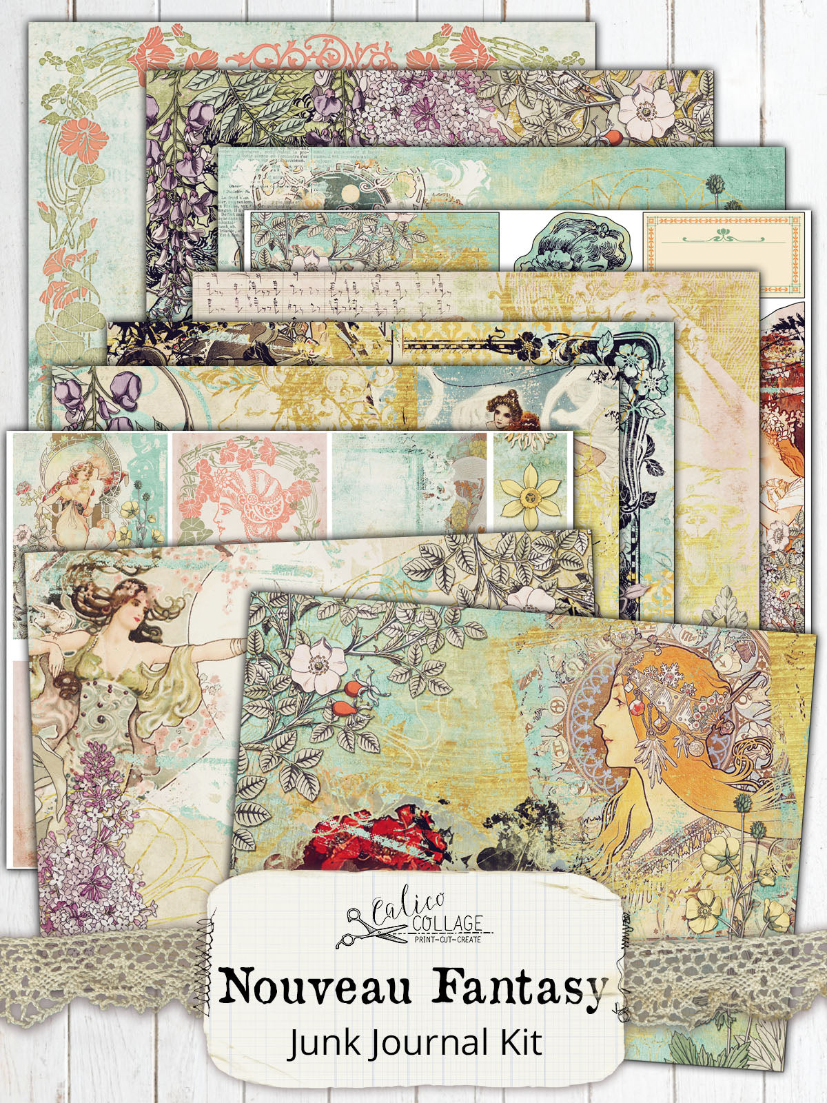 Nouveau Fantasy Printable Junk Journal Kit