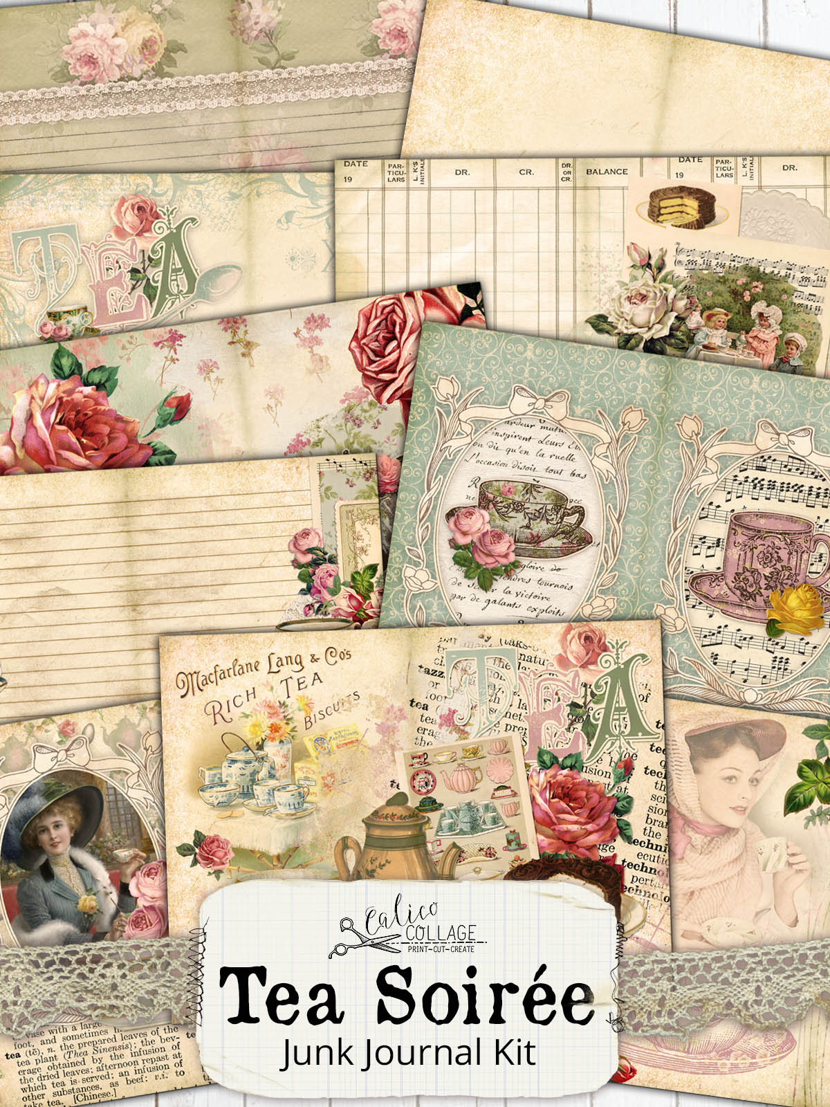 Tea Soiree Printable Junk Journal Kit