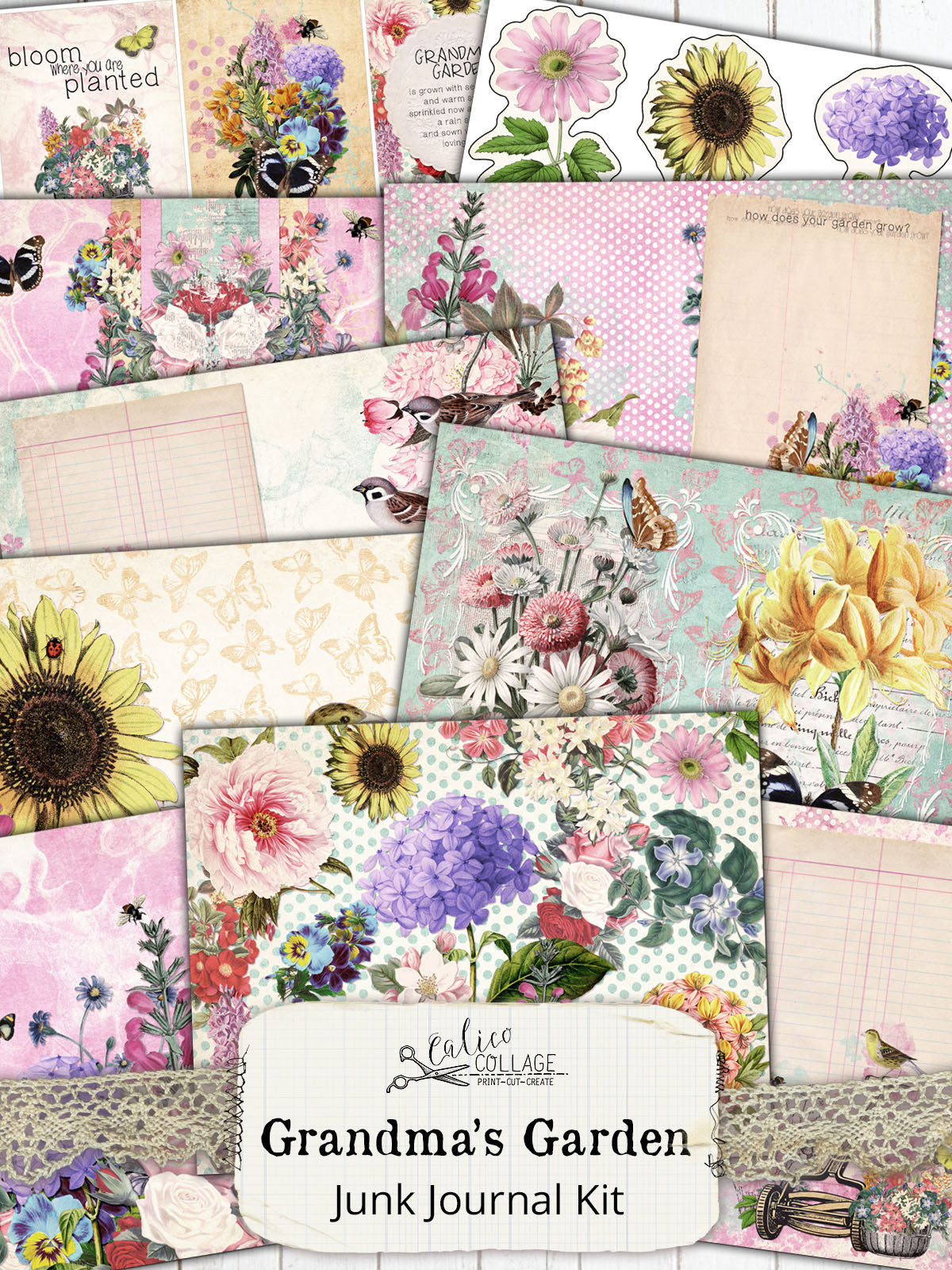 Grandma's Garden Printable Junk Journal Kit