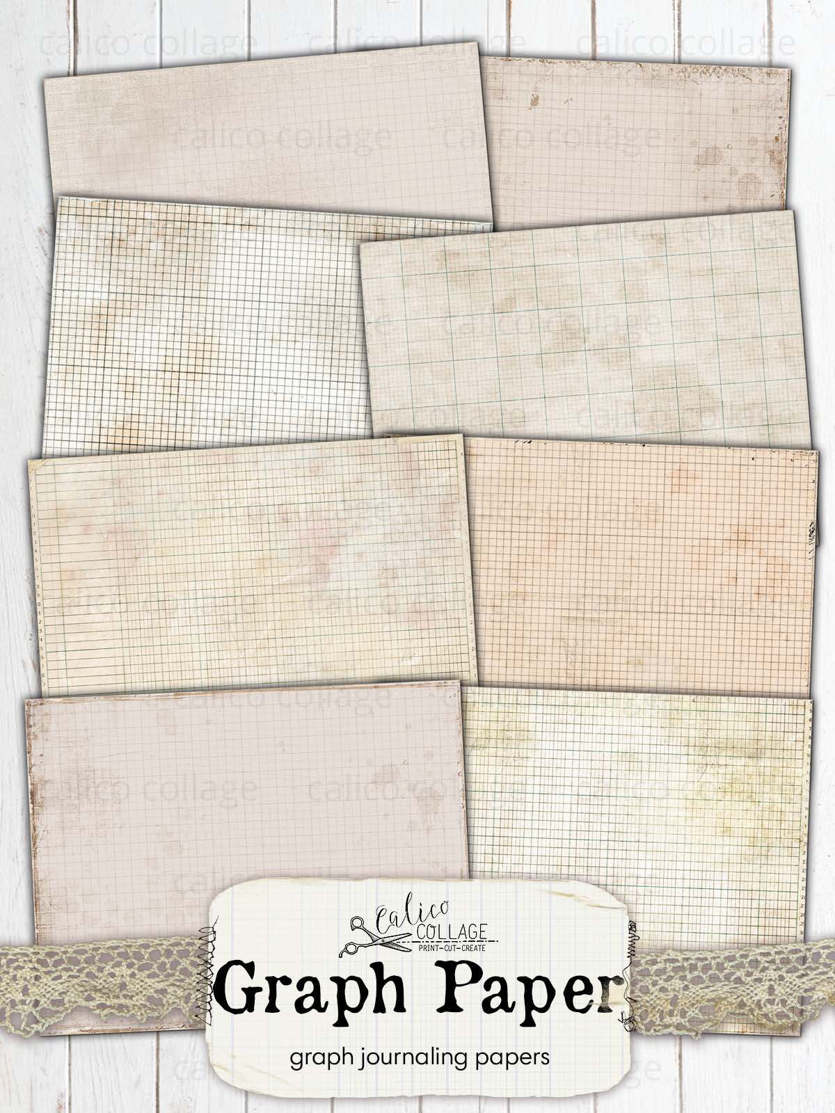 Junk Journal Graph Paper, Journaling Papers – CalicoCollage