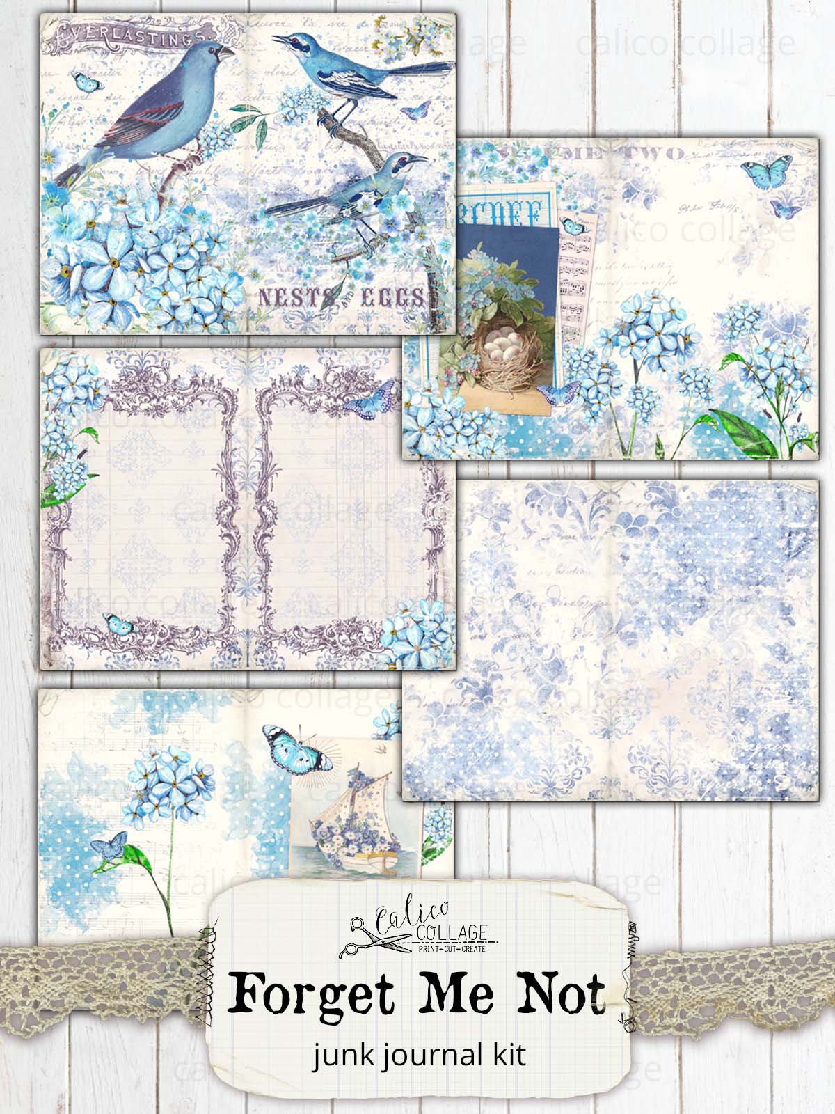 Forget Me Not Junk Journal Kit