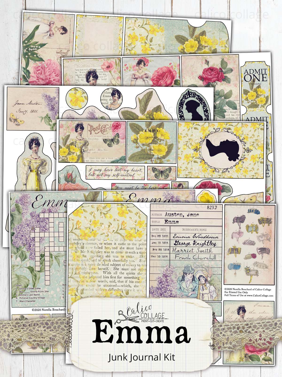 Jane Austen Emma Printable Junk Journal Kit