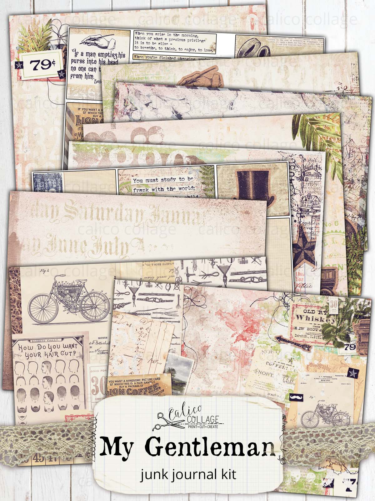 Masculine Printable Junk Journal Kit