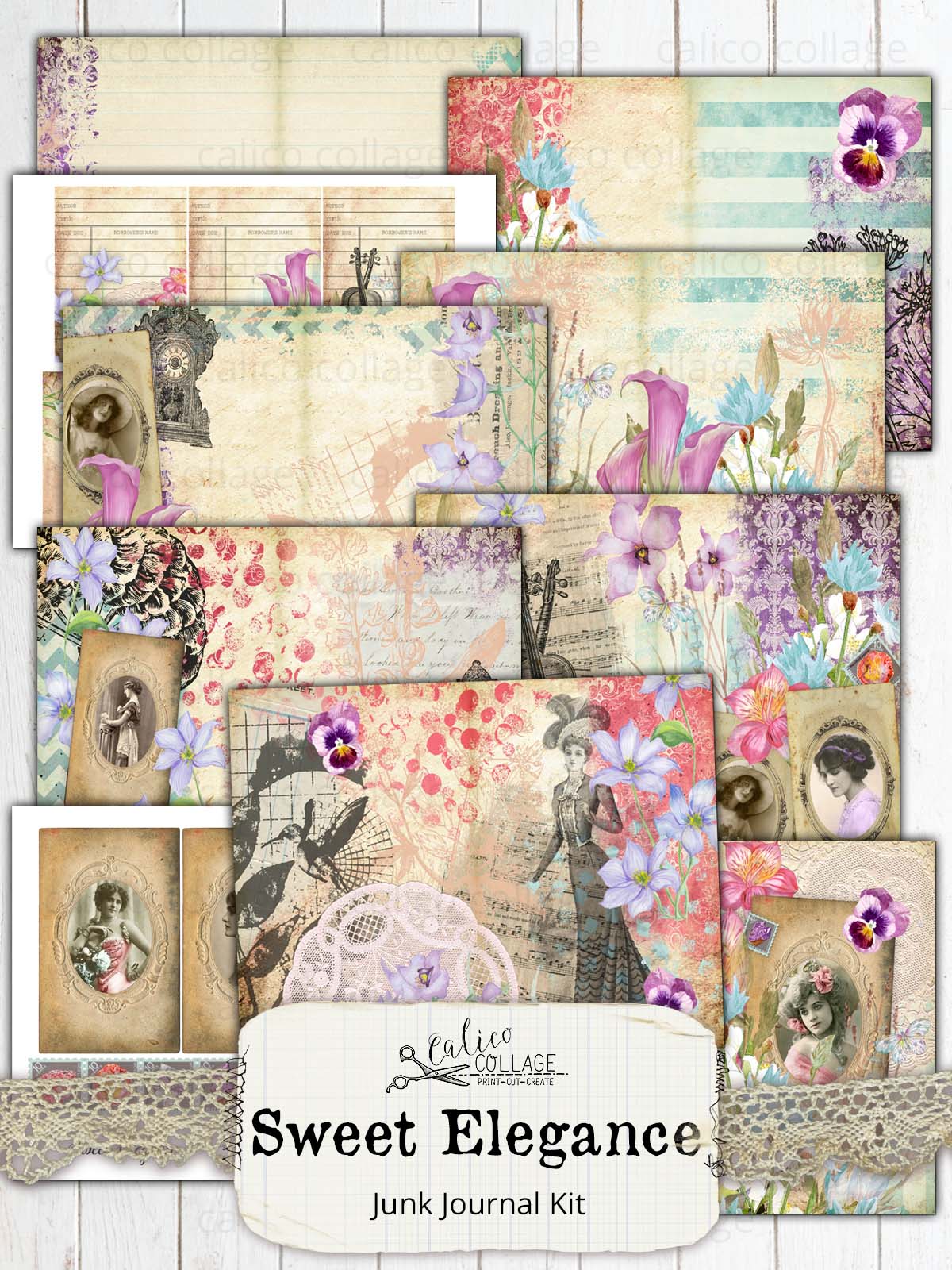 Sweet Elegance Printable Junk Journal Kit