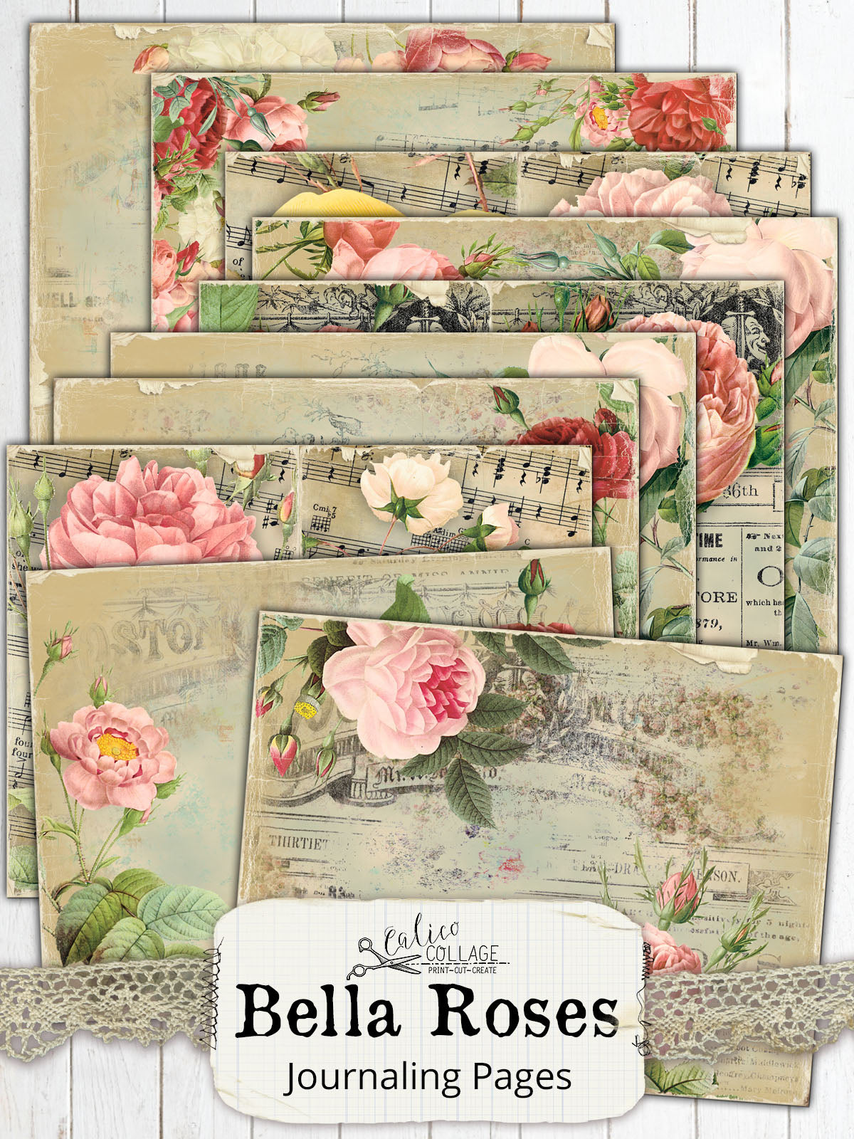 Bella Roses Junk Journal Papers