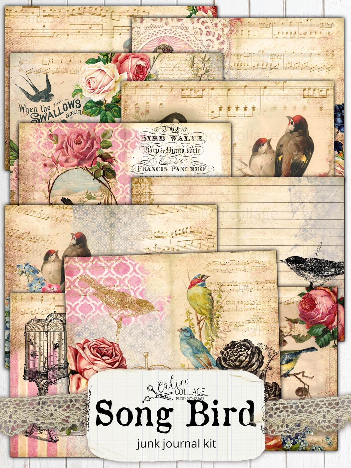 Song Bird Printable Junk Journal Kit