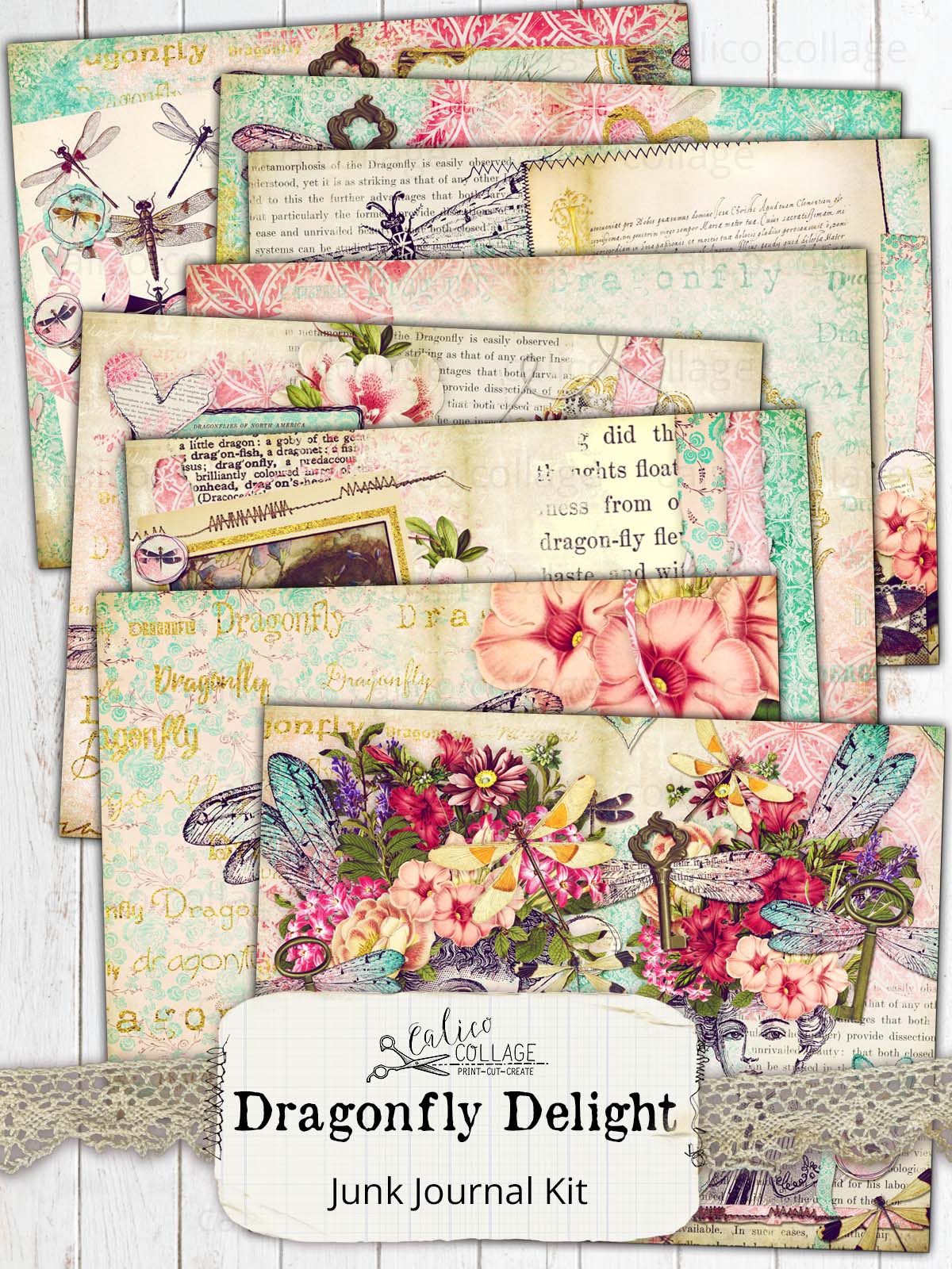 Dragonfly Delight Printable Junk Journal Kit