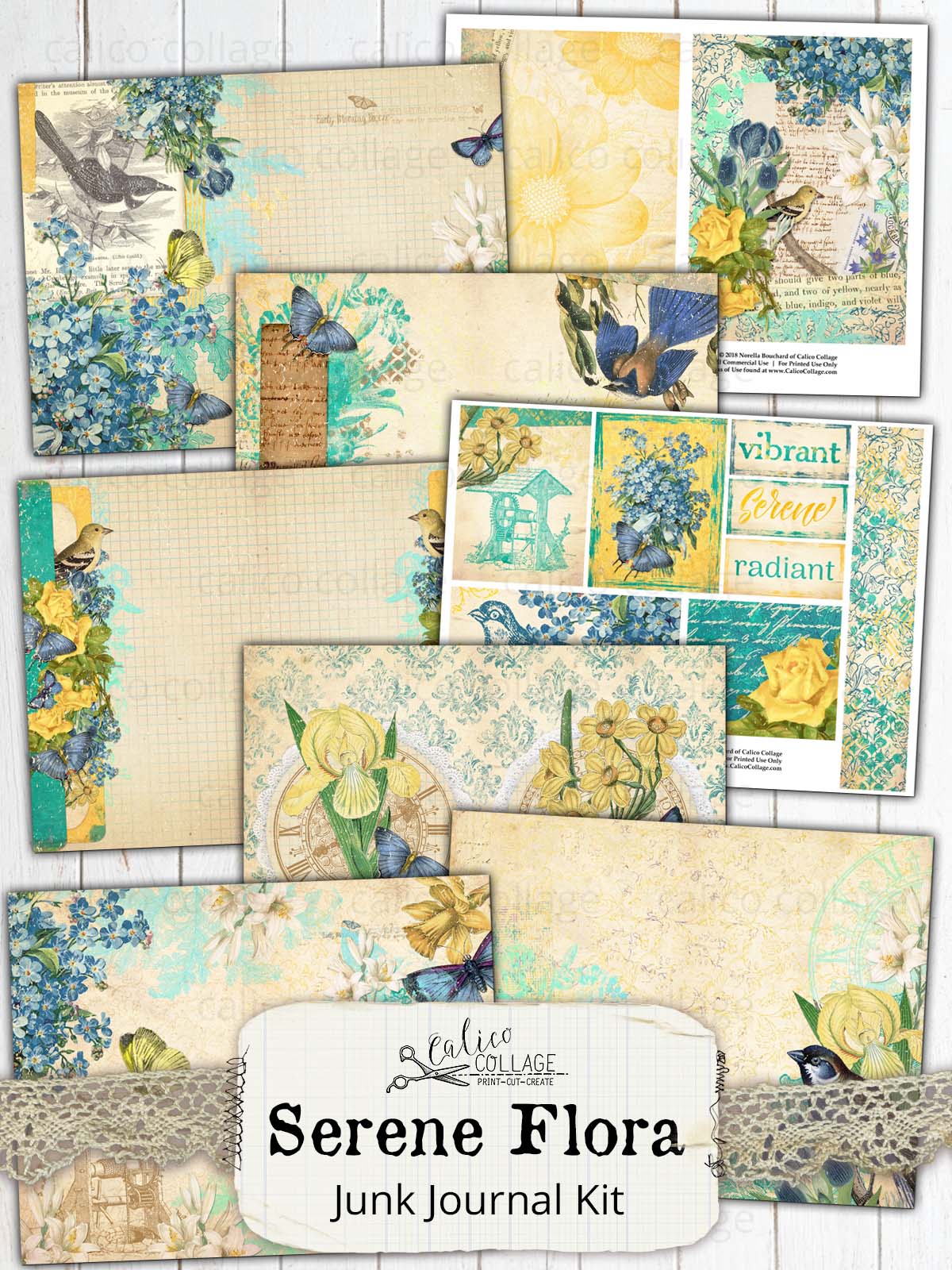 Serene Flora Printable Junk Journal kit